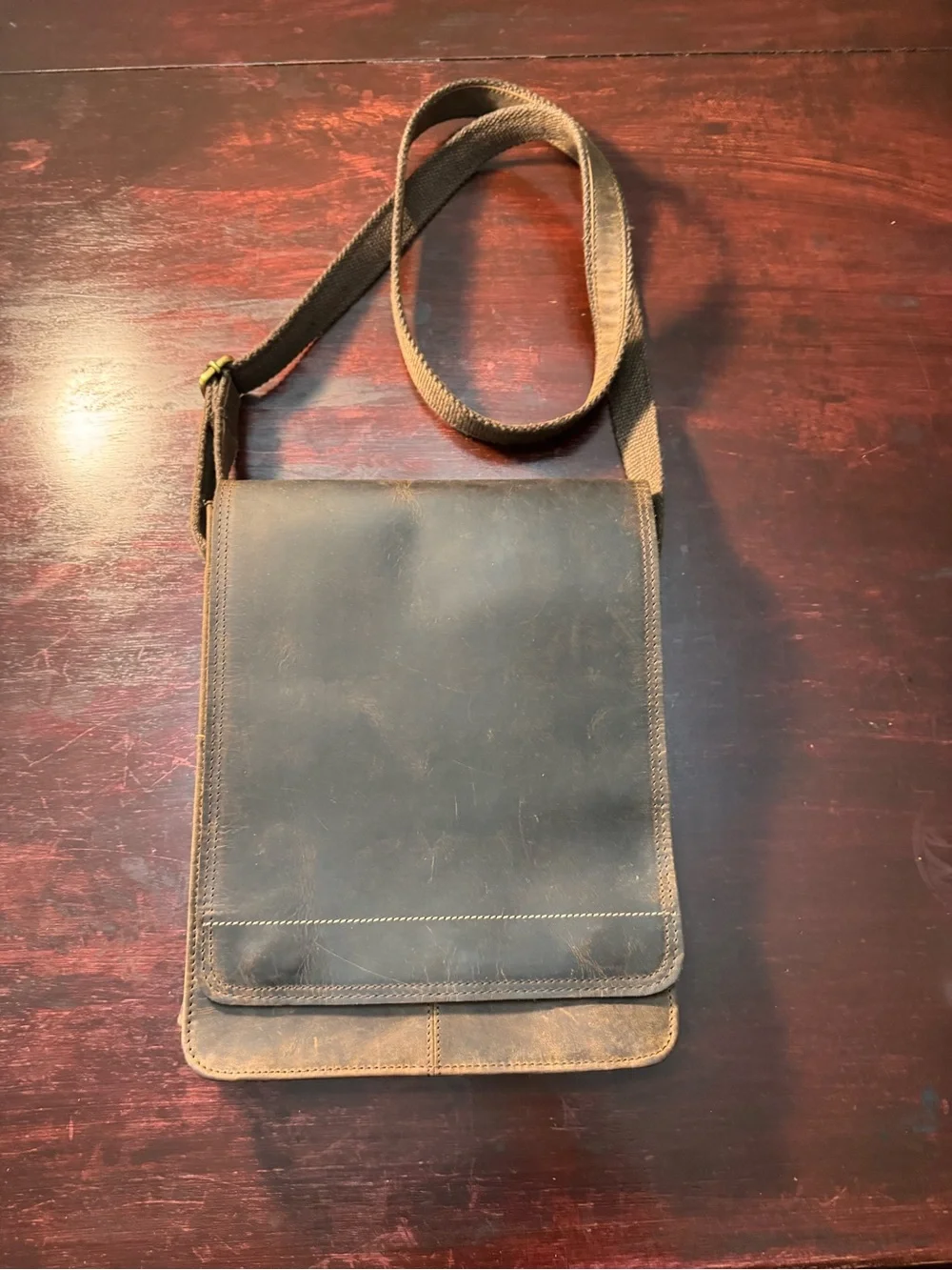 Classic Dark Brown Leather Messenger Bag